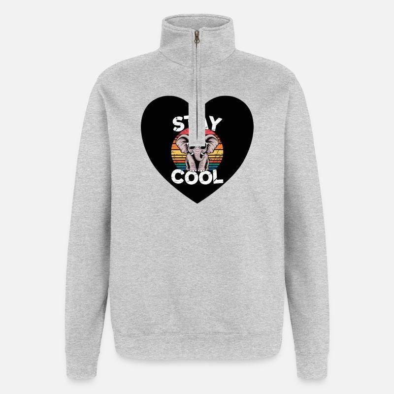 Cool bleiben Elefant Retro - Quarter-Zip-Sweatshirt - Grau meliert