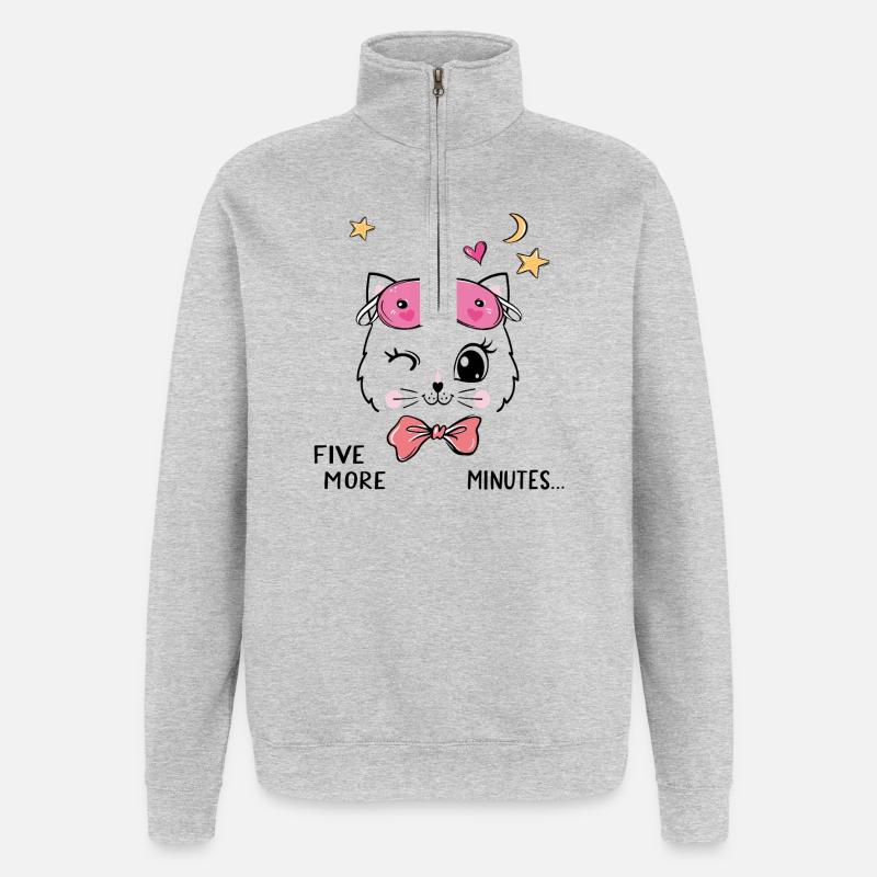 Chemise de sommeil pour chat mignon - Sweat à zip 1/4 - gris chiné