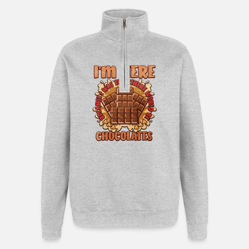Süßer Schokoladenwitz Spruch-Design - Quarter-Zip-Sweatshirt - Grau meliert