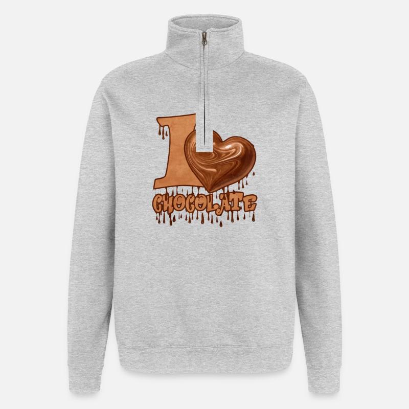 Schokoladenherz mit Melanin-Effekt - Quarter-Zip-Sweatshirt - Grau meliert