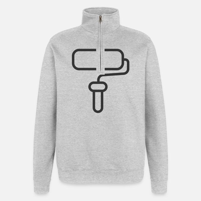 Minimalistische Farbroller-Linien-Kunst-Ikone - Quarter-Zip-Sweatshirt - Grau meliert