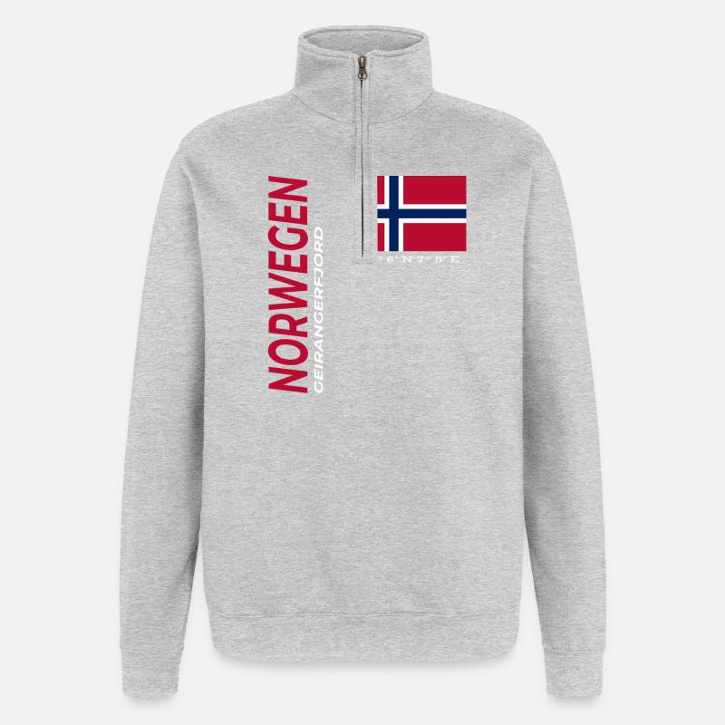 Geirangerfjord - Sweat à zip 1/4 - gris chiné
