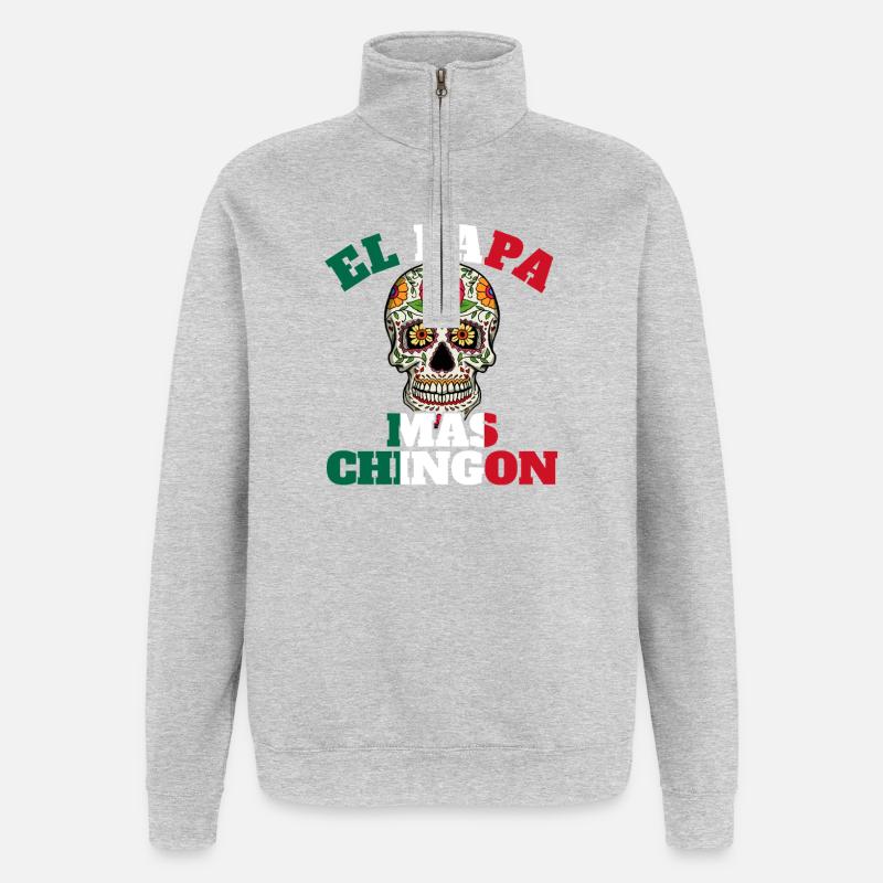El Papa Mas Chingon - Quarter-Zip Sweatshirt - heather grey