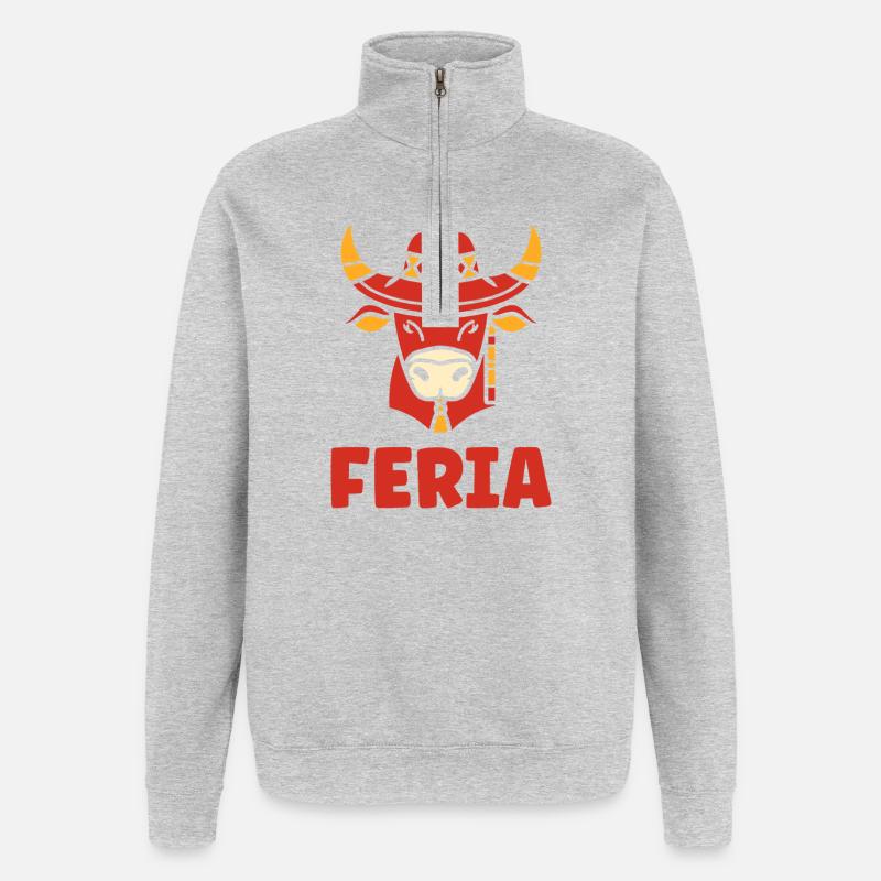 Tête de Bœuf Féria Azulejos - Sweat à zip 1/4 - gris chiné