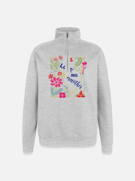 Love One Another - Quarter-Zip Sweatshirt - heather grey