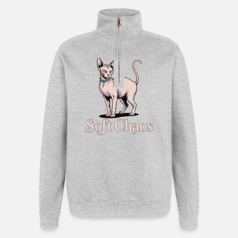 Soft Chaos Sphynx Katze - Quarter-Zip-Sweatshirt - Grau meliert