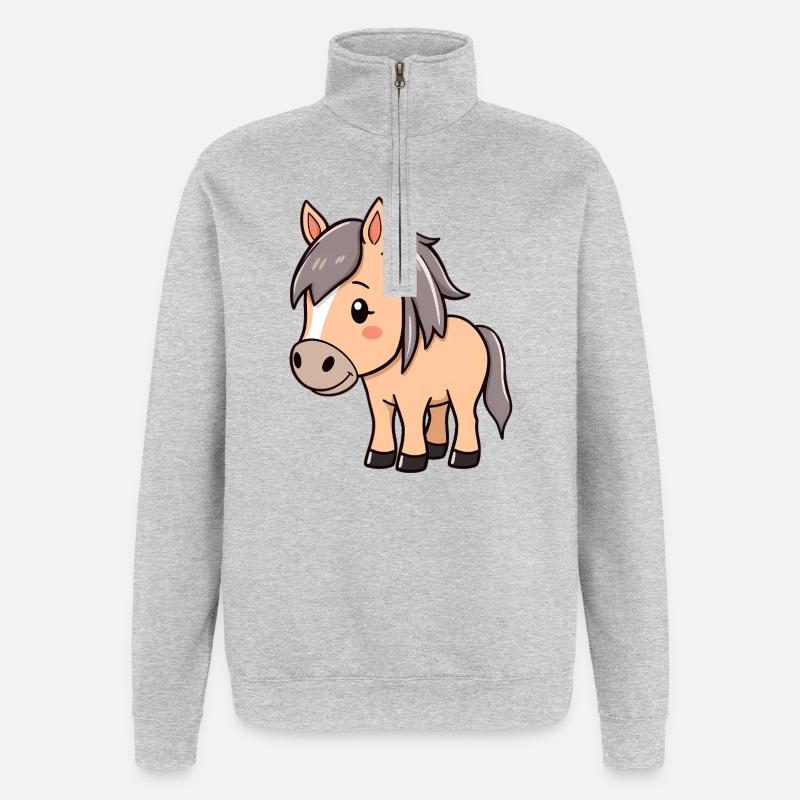 Islandpferd Isländer Pferd - Quarter-Zip-Sweatshirt - Grau meliert