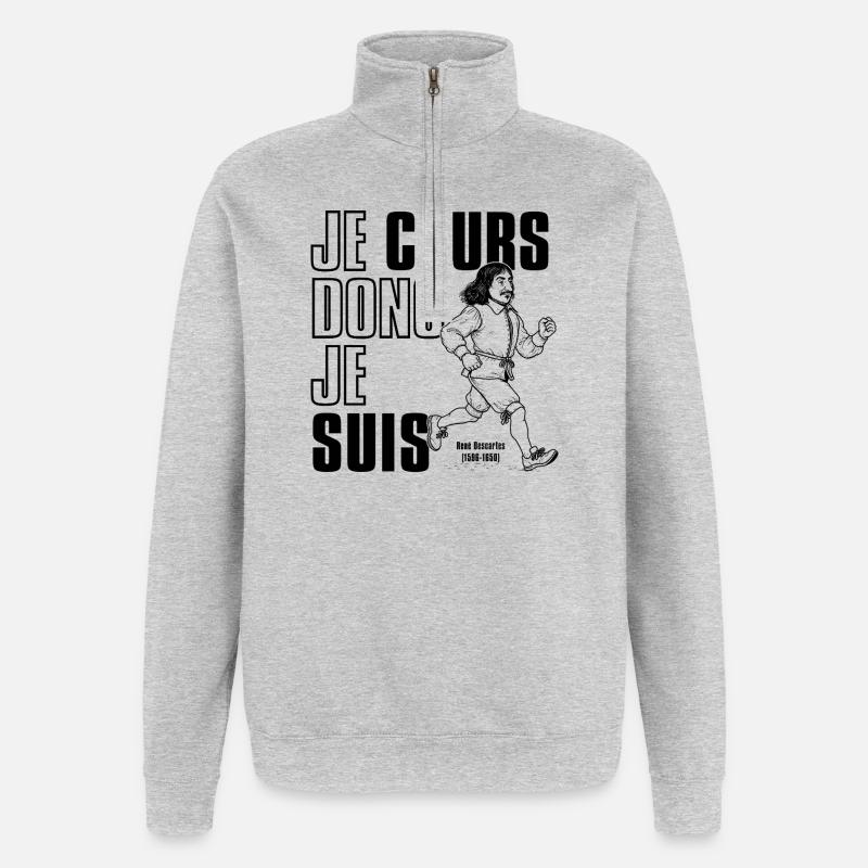 Ich laufe, also bin ich - Quarter-Zip-Sweatshirt - Grau meliert