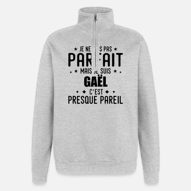 Gael: authentisch, unvollkommen, Top, Perfektion - Quarter-Zip-Sweatshirt - Grau meliert