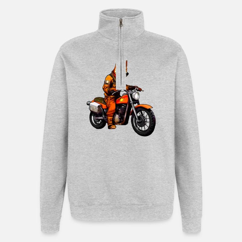Fuchs Motorradfahrer - Quarter-Zip-Sweatshirt - Grau meliert