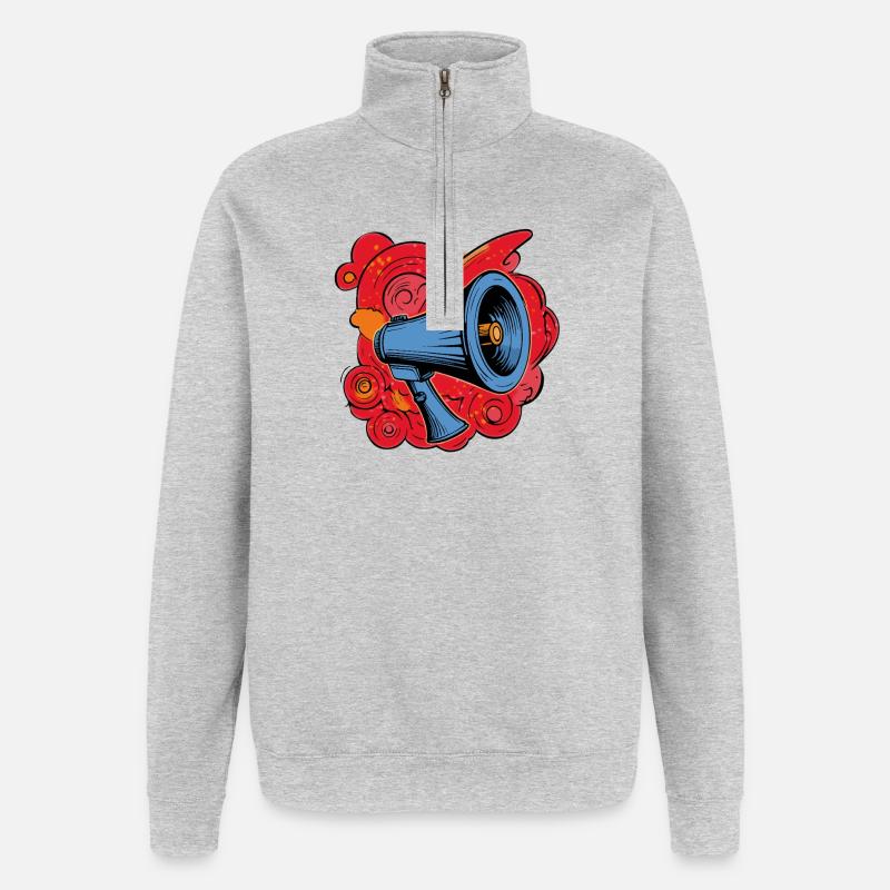 Haut-parleur graffiti avec explosions vibrantes - Sweat à zip 1/4 - gris chiné