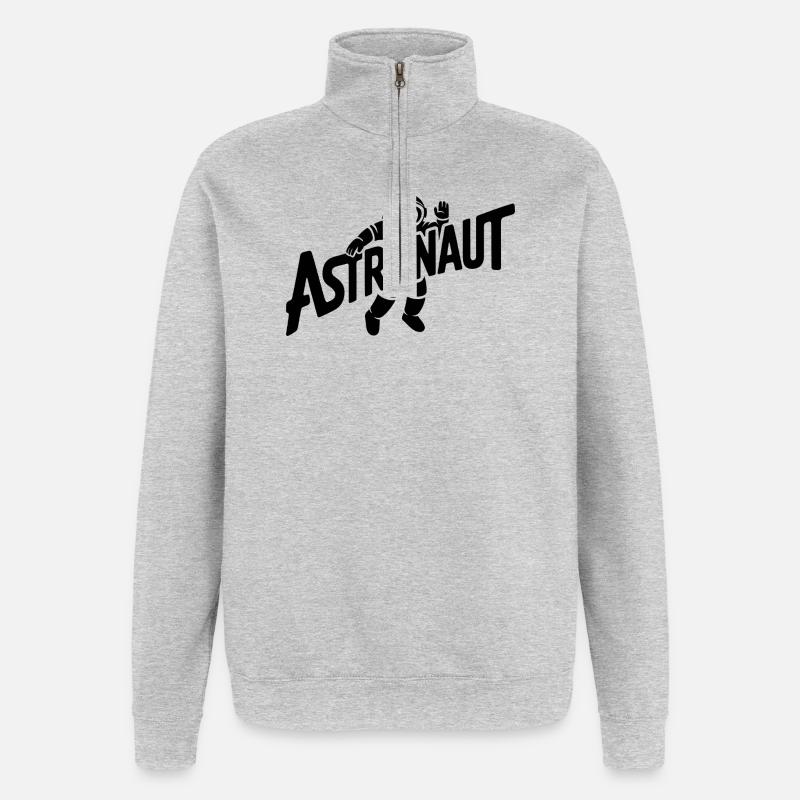 Astronaut - Cool Astonomy Logo - Quarter-Zip-Sweatshirt - Grau meliert