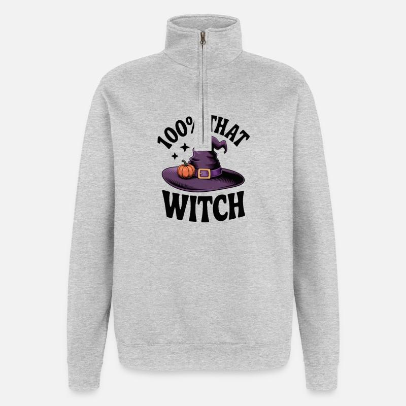 100 % cette sorcière - Sweat à zip 1/4 - gris chiné