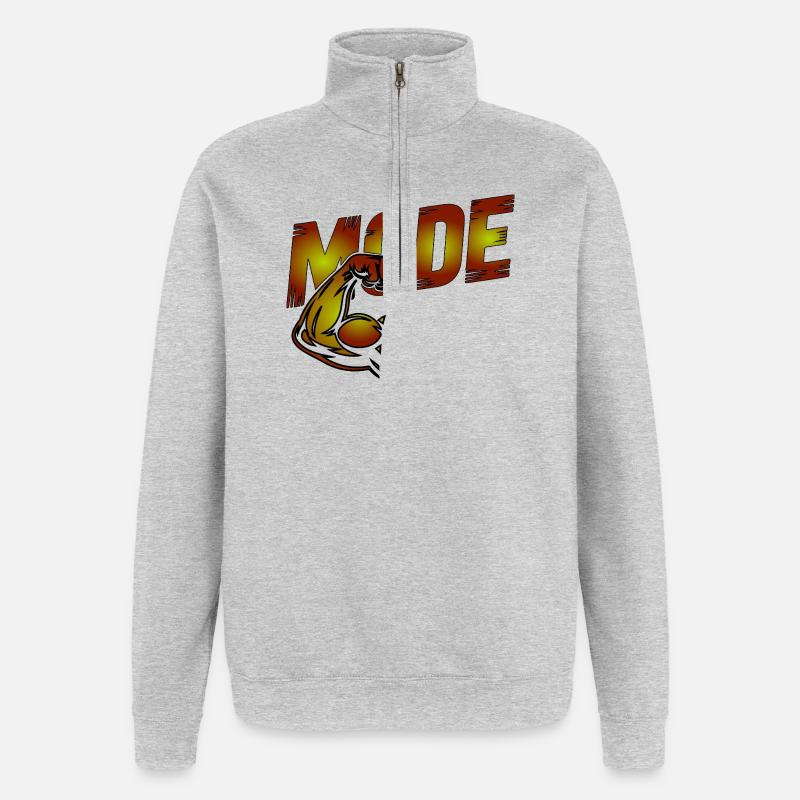 Poing d'autonomisation avec texte en gras - Sweat à zip 1/4 - gris chiné