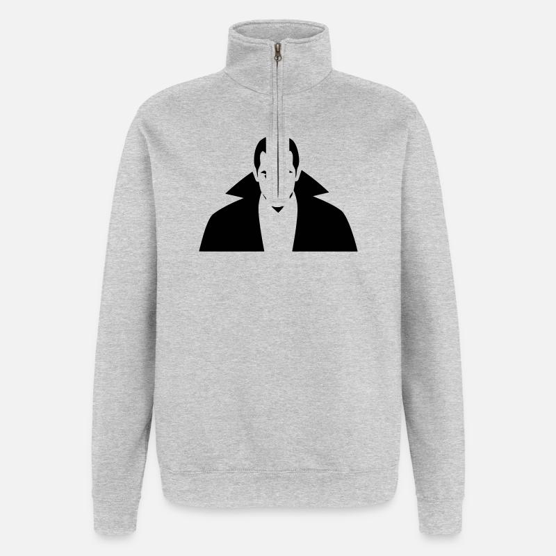 Vampire Illustration - Quarter-Zip Sweatshirt - heather grey