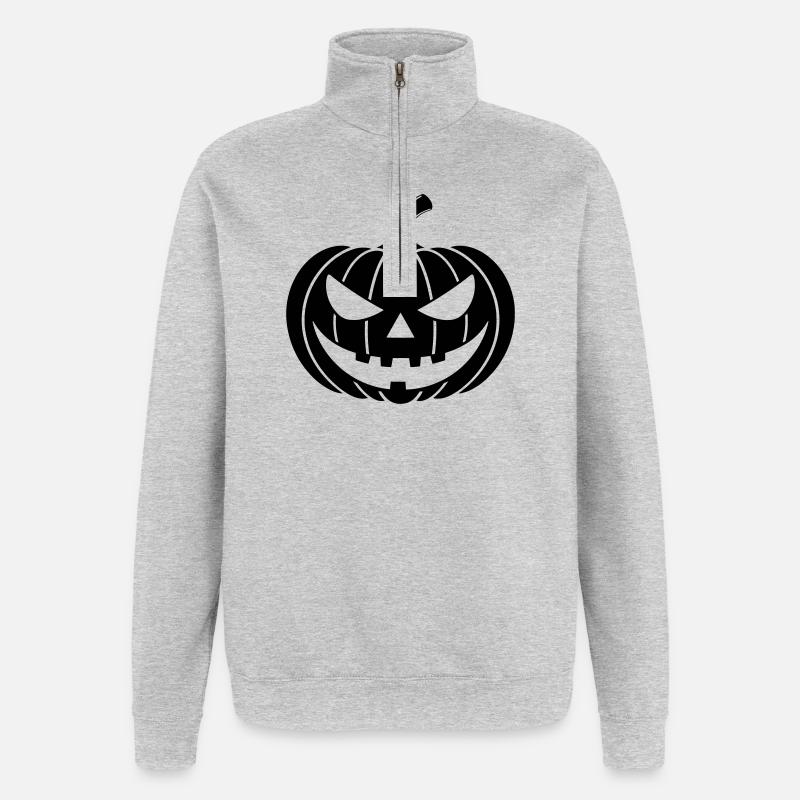 Pumpkin Horror Illustration - Quarter-Zip Sweatshirt - heather grey