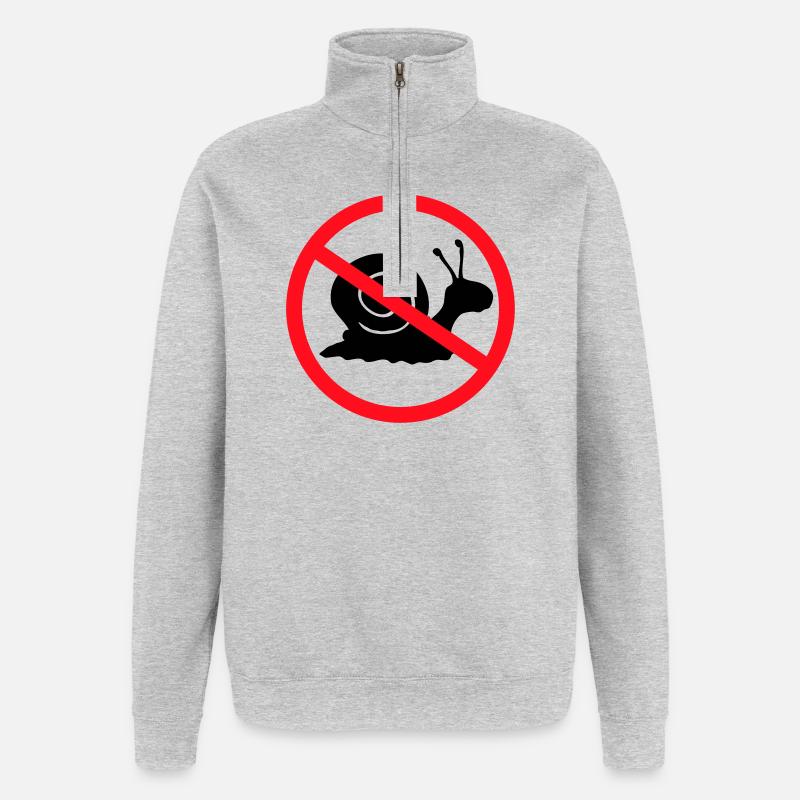 Panneau d'interdiction d'escargots sans préavis - Sweat à zip 1/4 - gris chiné