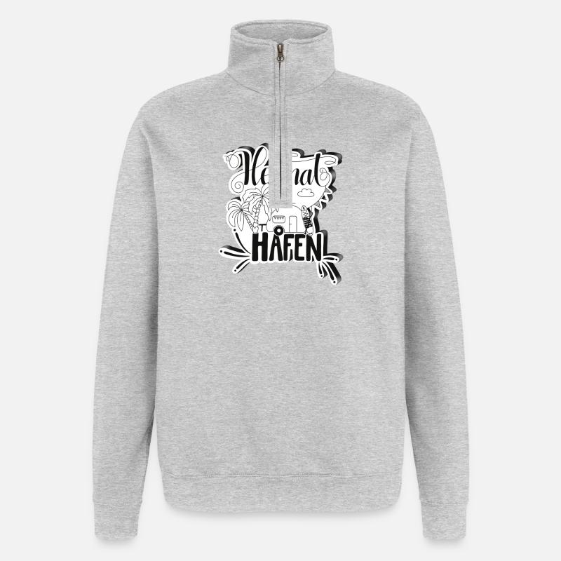 Camping Heimathafen - Quarter-Zip-Sweatshirt - Grau meliert