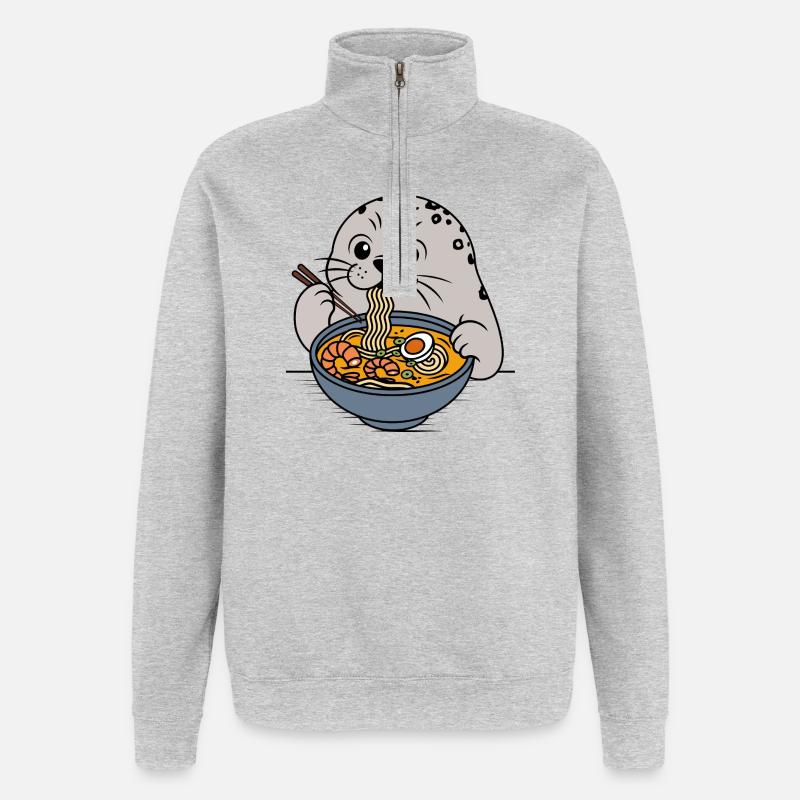 Ramen-Robbe - Quarter-Zip-Sweatshirt - Grau meliert