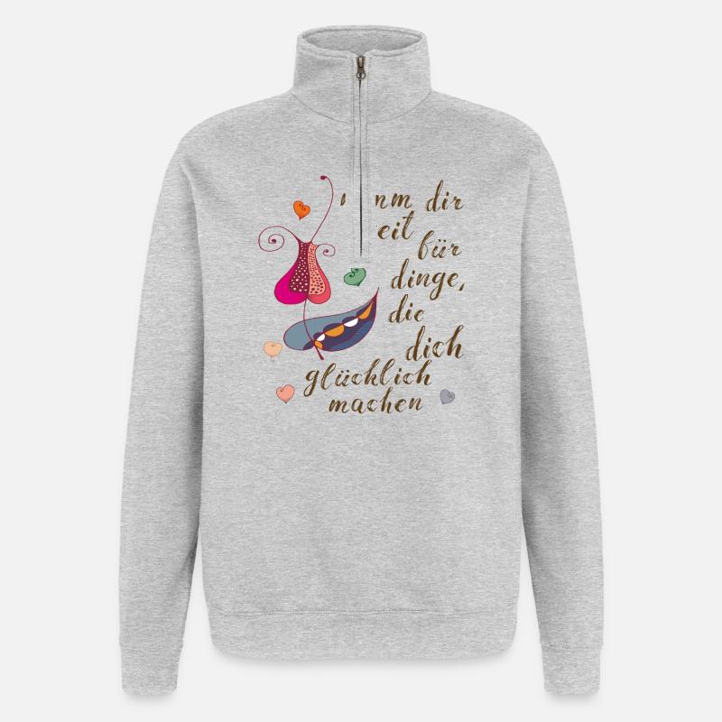 Nimm dir Zeit - Quarter-Zip-Sweatshirt - Grau meliert