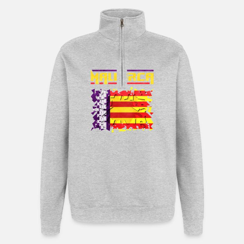 Mallorca Musikdesign mit spanischer Flagge - Quarter-Zip-Sweatshirt - Grau meliert