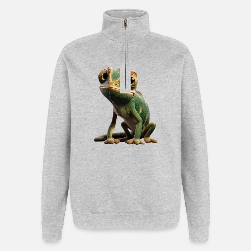 Chameleon Lizard Reptile Chameleon Iguana Lizard - Quarter-Zip Sweatshirt - heather grey