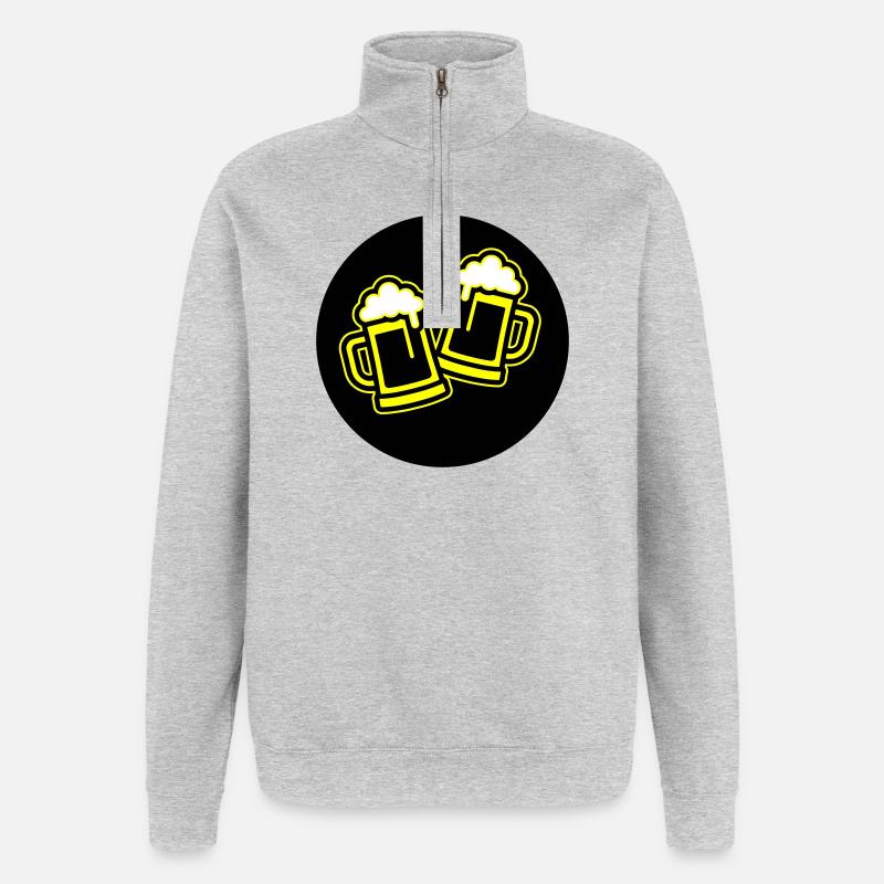 Bier Anstoßen Symbol Bierkrug - Quarter-Zip-Sweatshirt - Grau meliert