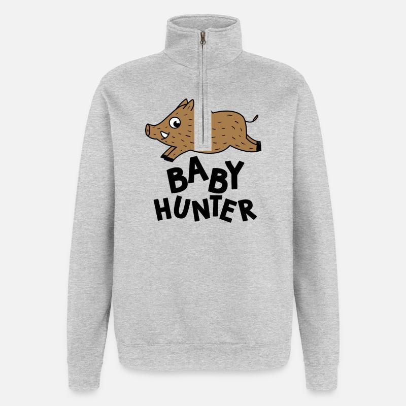 bébé chasseur pour naissance grossesse chasse - Sweat à zip 1/4 - gris chiné