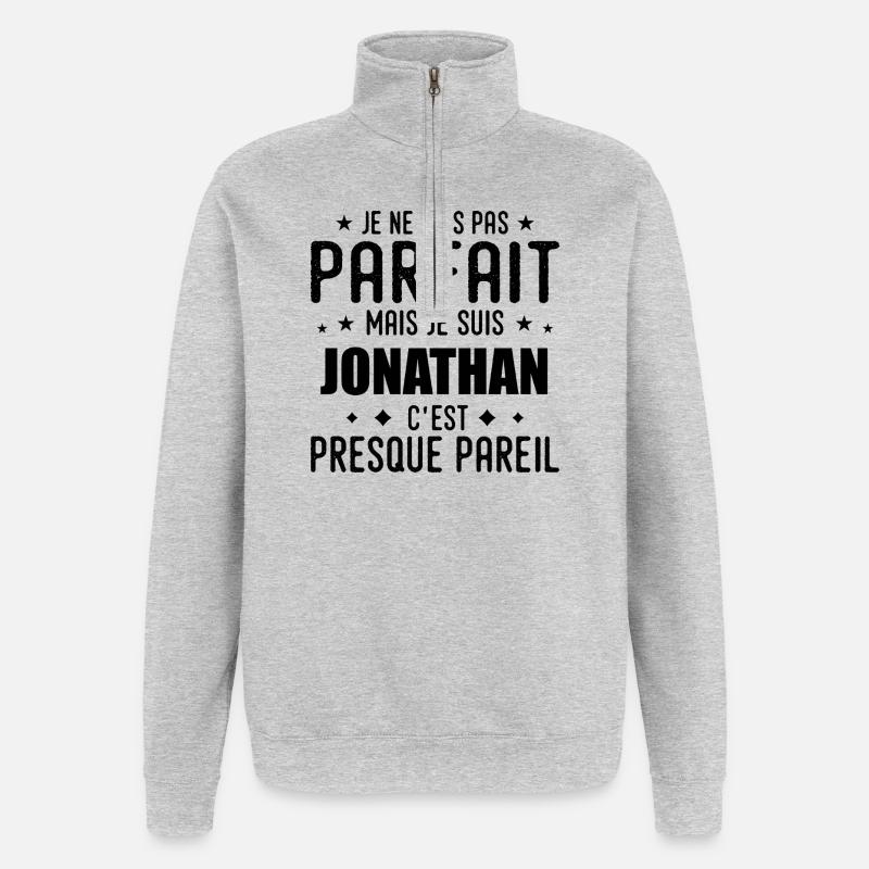 Jonathan: authentisch, unvollkommen, Top, Perfektion - Quarter-Zip-Sweatshirt - Grau meliert