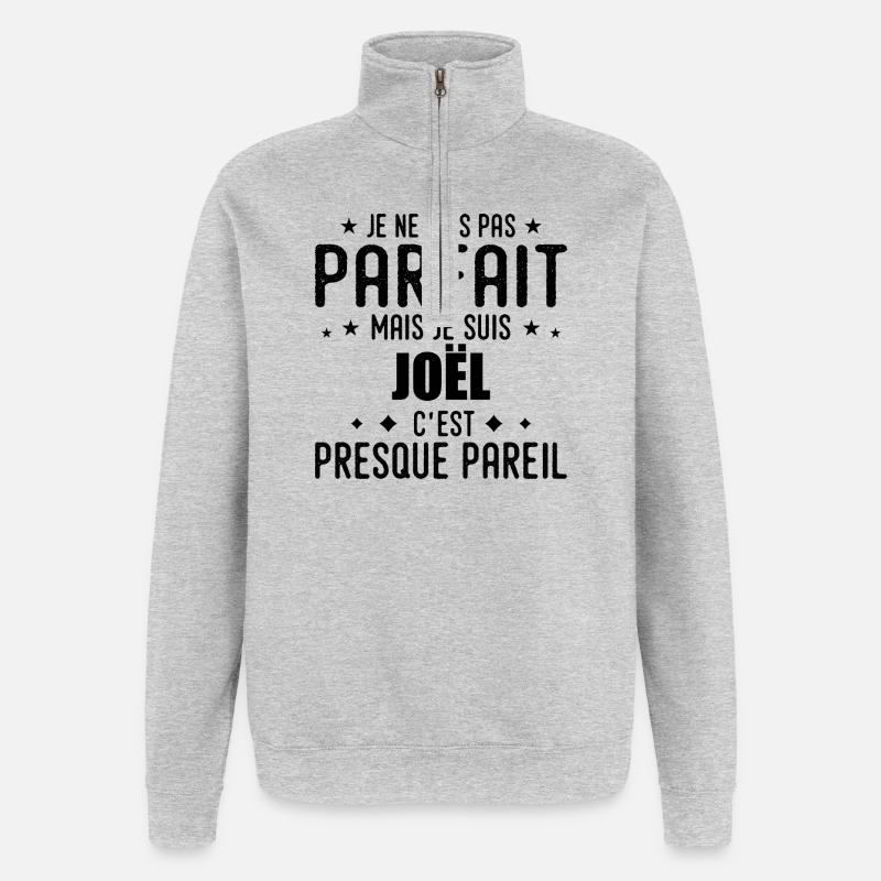 Joel: authentisch, unvollkommen, Top, Perfektion - Quarter-Zip-Sweatshirt - Grau meliert