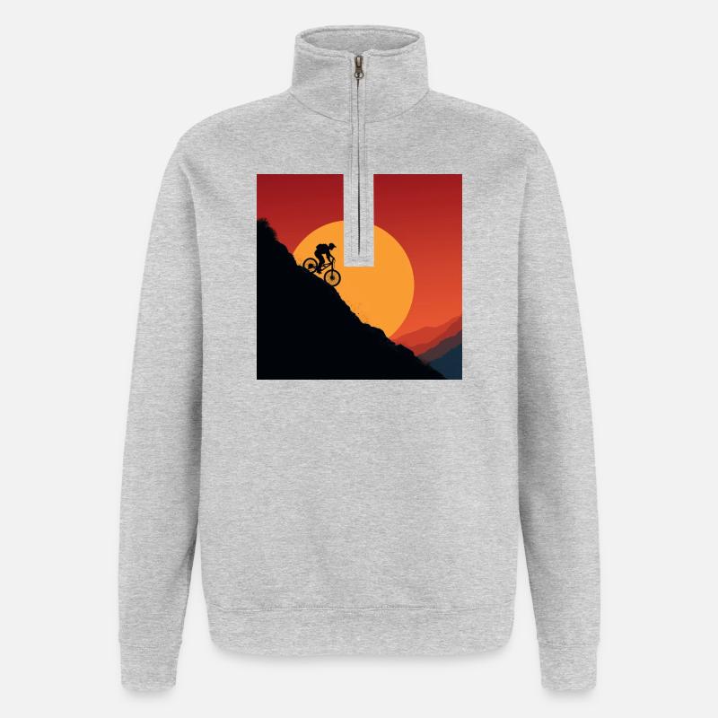 MTB Flow – Leben auf zwei Rädern - Quarter-Zip-Sweatshirt - Grau meliert