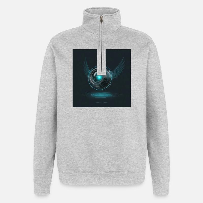 Vorlage_Redbubble - Quarter-Zip-Sweatshirt - Grau meliert