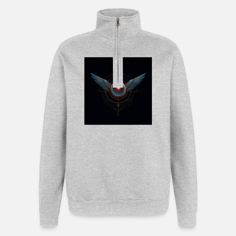 Futuristic Winged Emblem – Techno Vision - Quarter-Zip Sweatshirt - heather grey