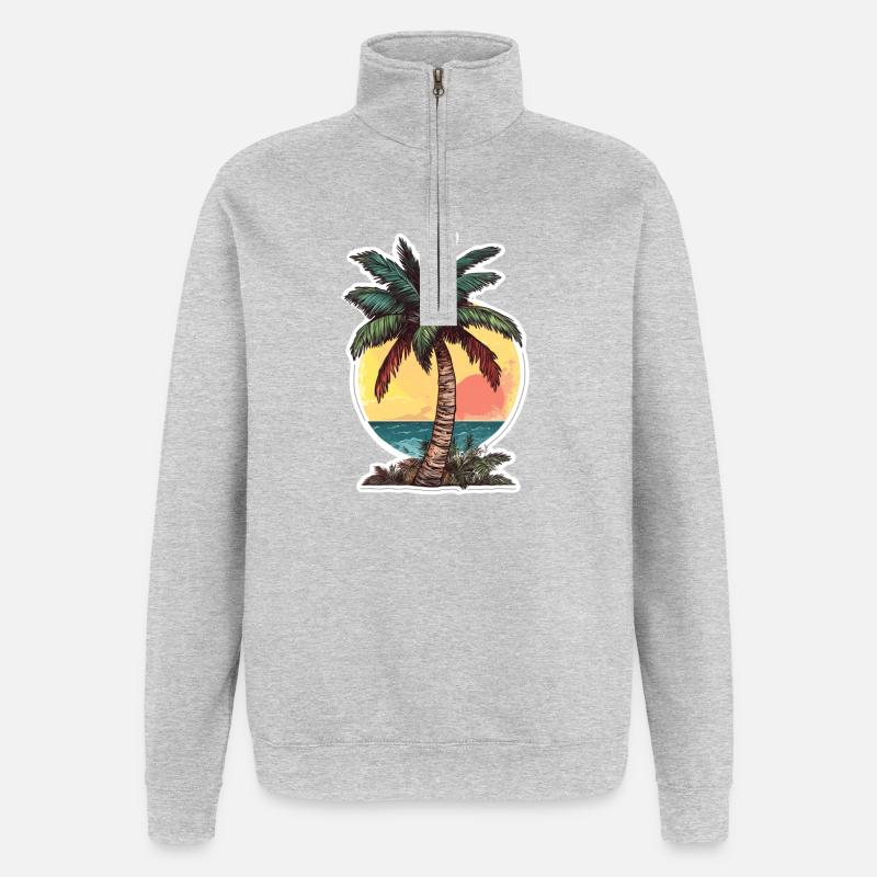 Palm tree - Quarter-Zip Sweatshirt - heather grey