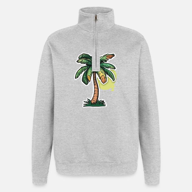Palm tree - Quarter-Zip Sweatshirt - heather grey