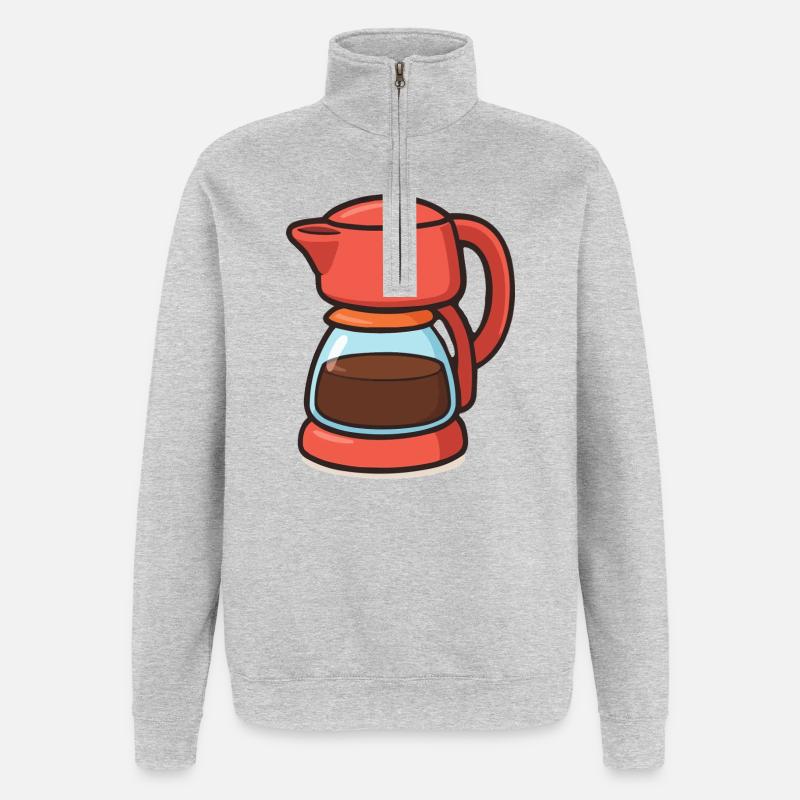kaffeekanne - Quarter-Zip-Sweatshirt - Grau meliert