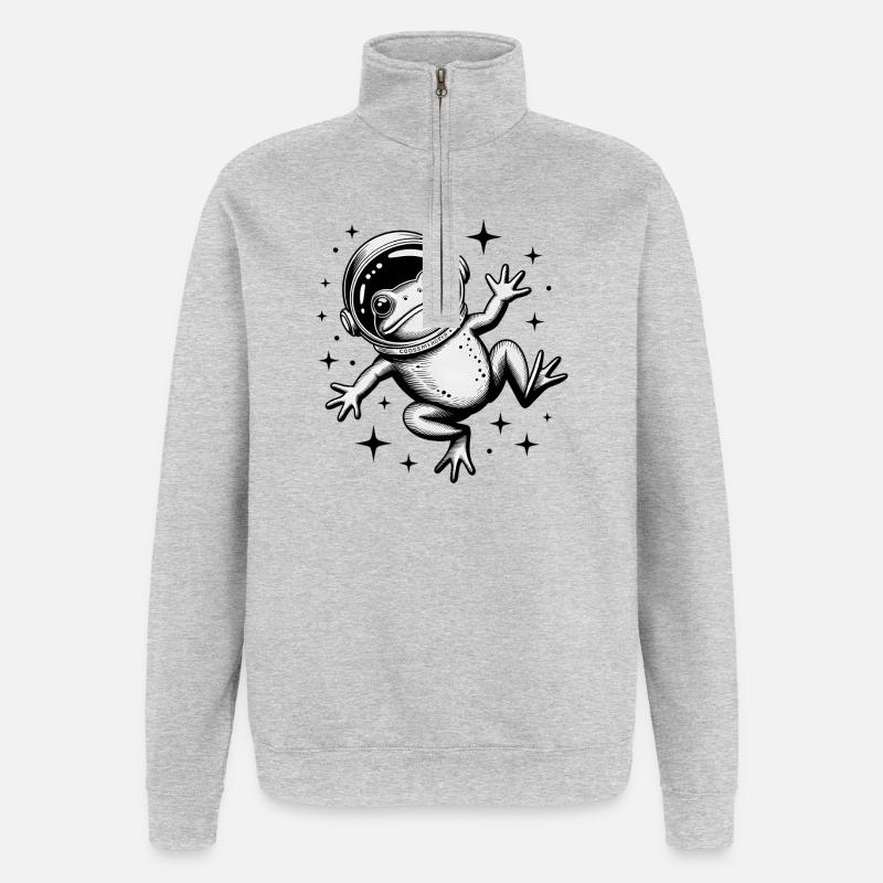 Grenouille dans l'espace - Logo Cool Astonomy - Sweat à zip 1/4 - gris chiné