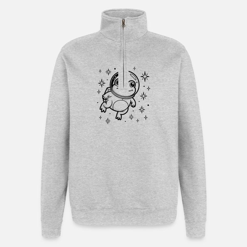 Frog in Space - Cool Astonomy Logo - Quarter-Zip-Sweatshirt - Grau meliert