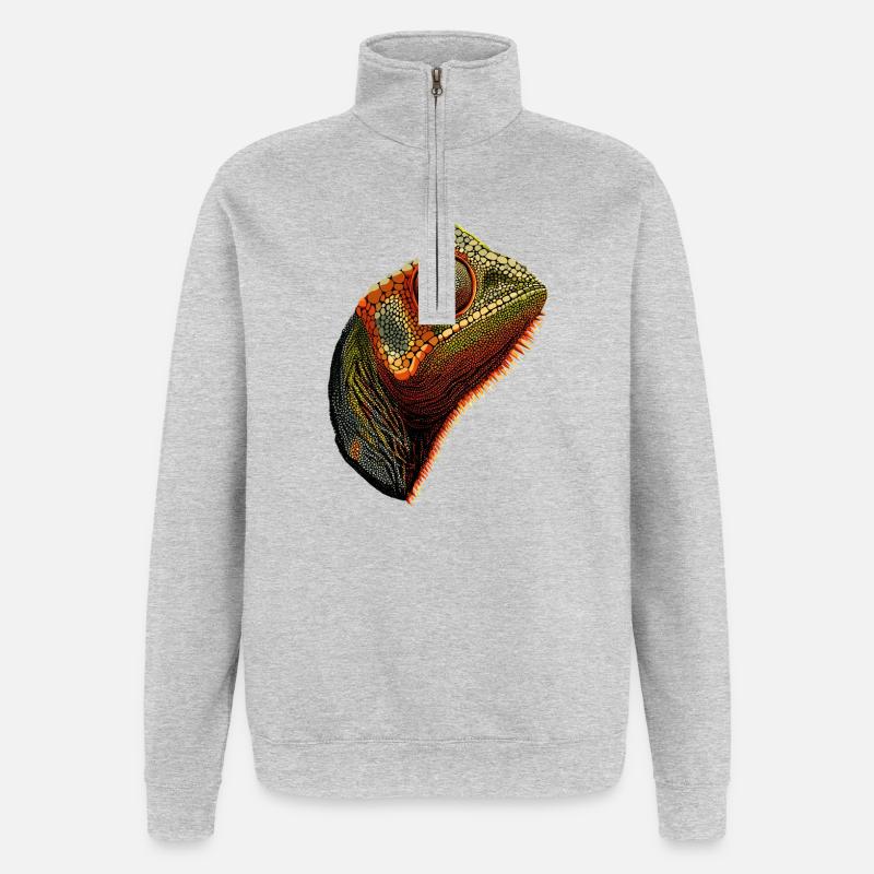 Chameleon Lizard Reptile Chameleon Iguana Lizard - Quarter-Zip Sweatshirt - heather grey