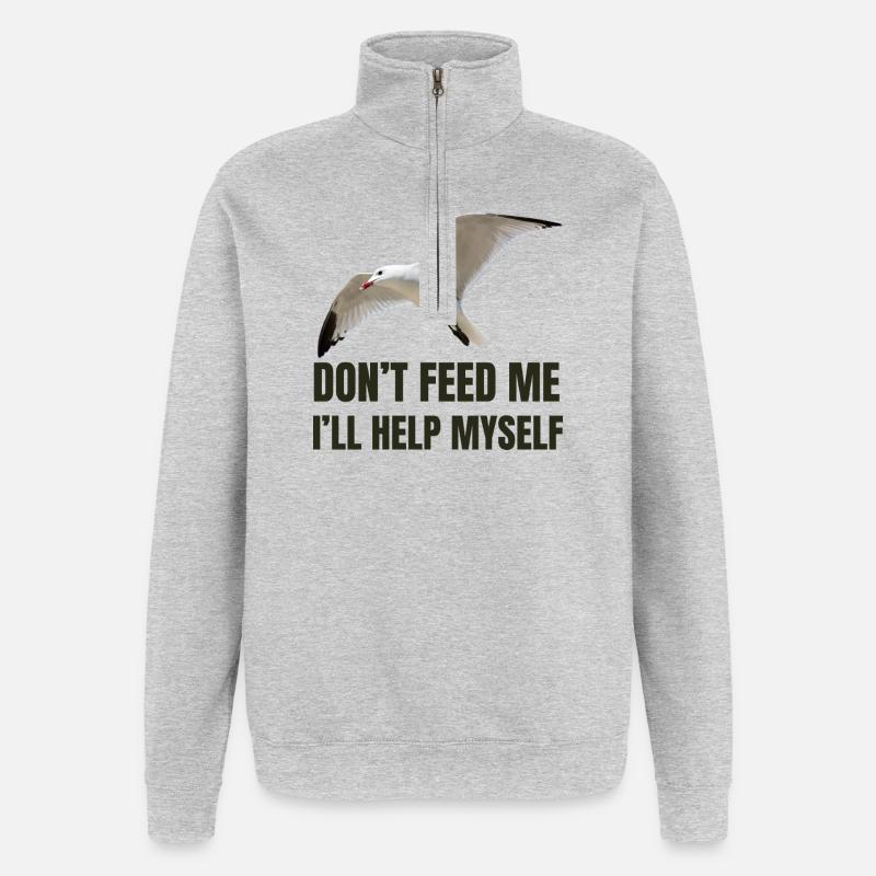 Mouette avec une déclaration audacieuse - Sweat à zip 1/4 - gris chiné