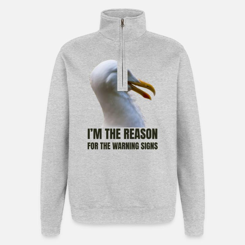 Whimsical Seagull with Bold Text - Quarter-Zip Sweatshirt - heather grey