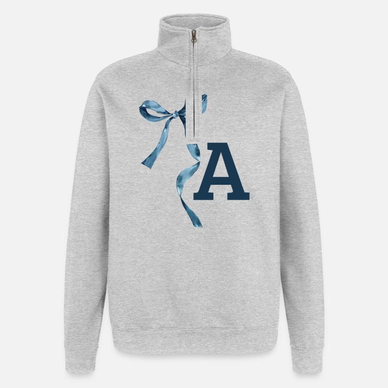 Monogramm Geschenkidee - Quarter-Zip-Sweatshirt - Grau meliert