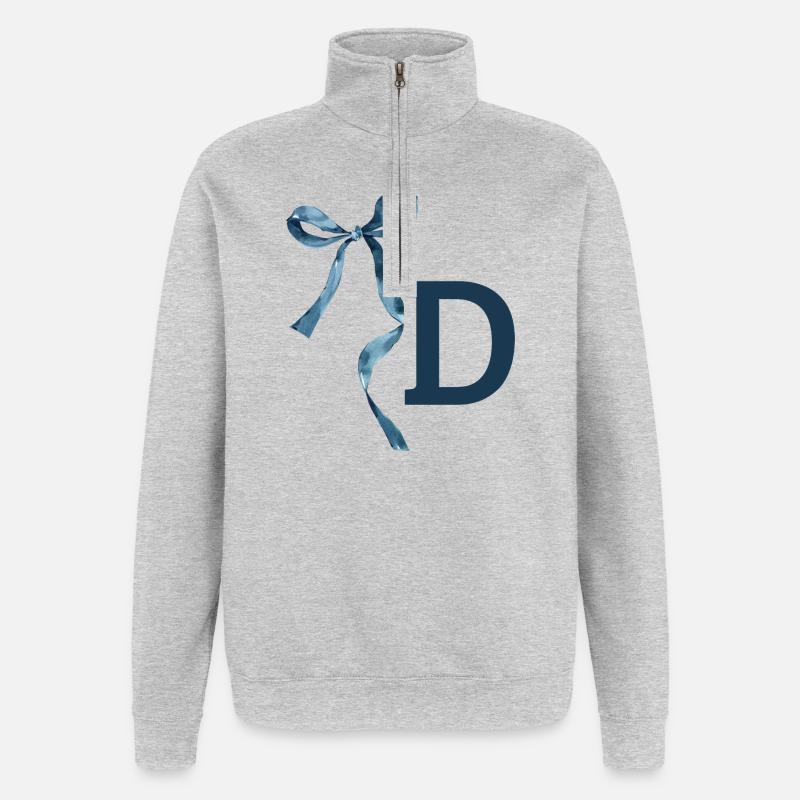 Monogramme d idée cadeau  - Sweat à zip 1/4 - gris chiné