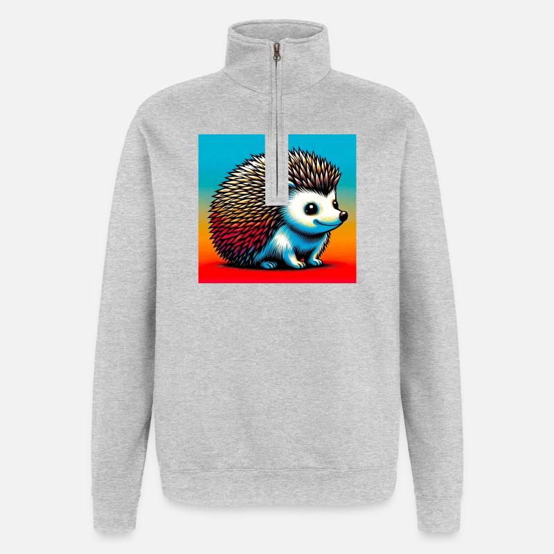 hérisson - Sweat à zip 1/4 - gris chiné