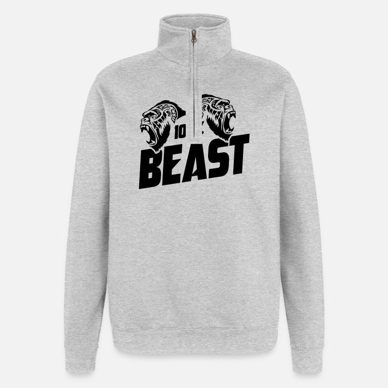 Motivation de la bête gorille - Sweat à zip 1/4 - gris chiné