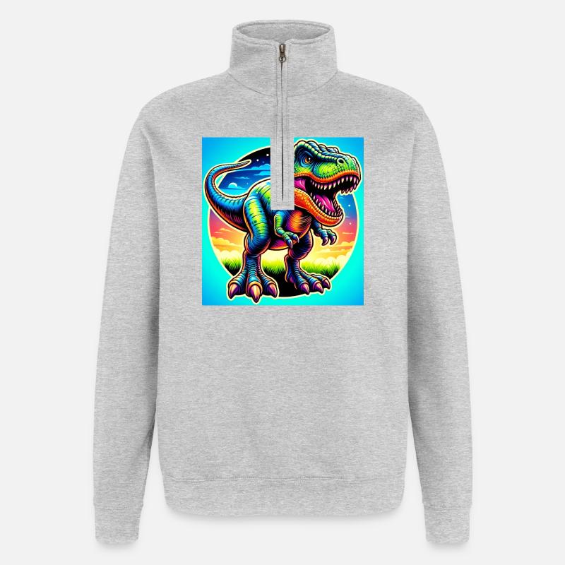 Dinosaurier - Quarter-Zip-Sweatshirt - Grau meliert
