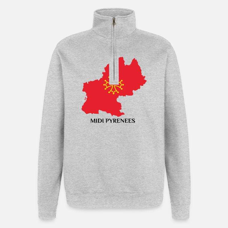 Carte du midi-pyrénée - Sweat à zip 1/4 - gris chiné