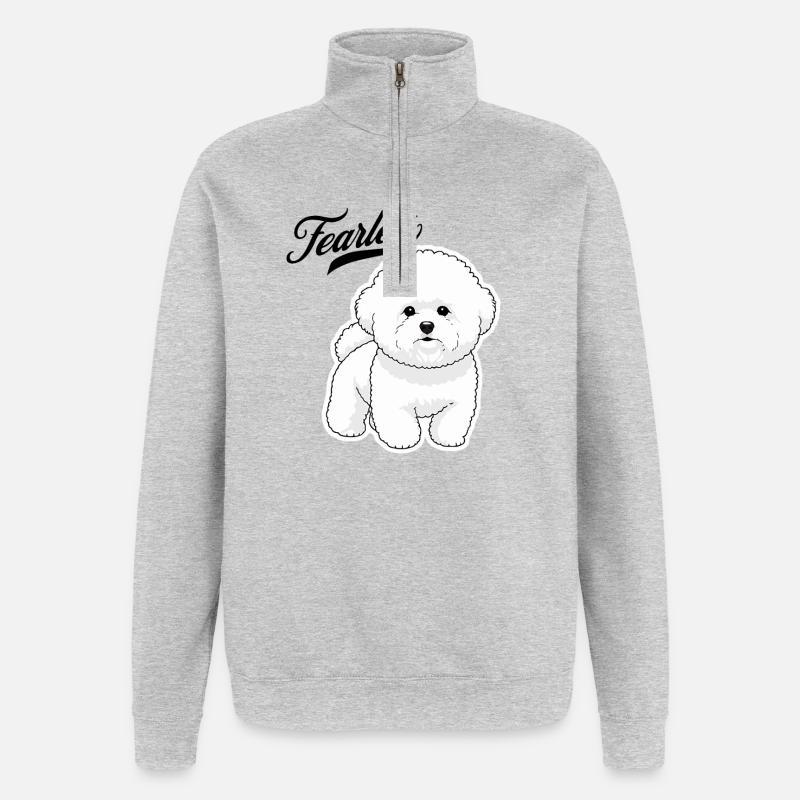 Fearless Caniche - Sweat à zip 1/4 - gris chiné