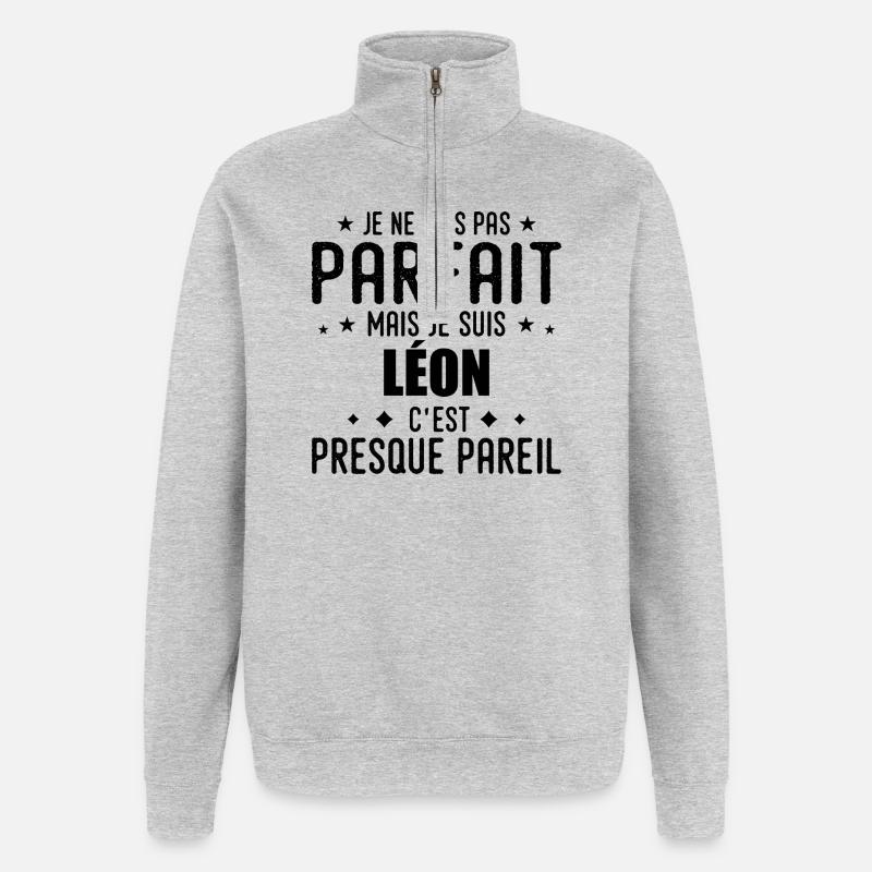 Léon: authentisch, unvollkommen, oben, Perfektion - Quarter-Zip-Sweatshirt - Grau meliert