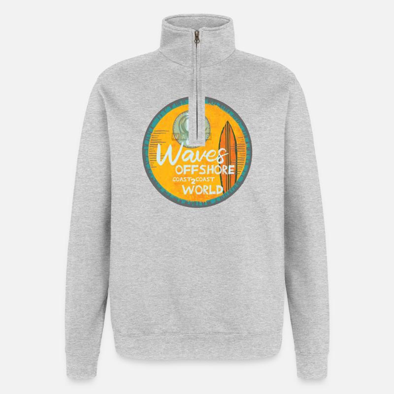 Vagues de surf conception offshore - Sweat à zip 1/4 - gris chiné